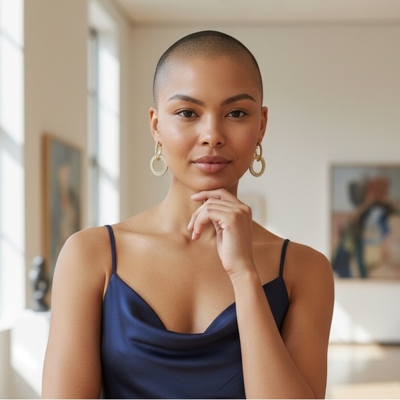 NWT Gold 2-in-1 Rhinestone Hoop Earrings - Picture 6 of 7